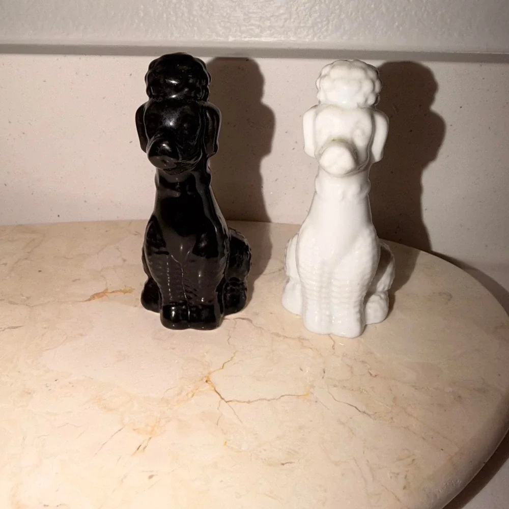 Black & white poodle salt & pepper shakers